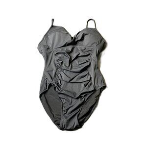 Spanx Love Your Assets Swimsuit Large w FLAWS 1 Piece Black Padded Slimming 1547